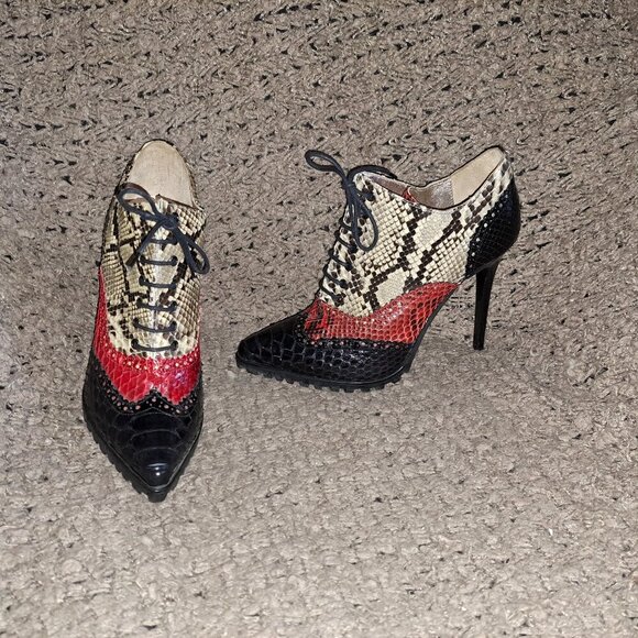 SPAZIOMODA BOLOGNA-ITALY-Multicolor Snakeskin/Croc Pattern-Stiletto-Sz 37/6.5-NM - Picture 1 of 8